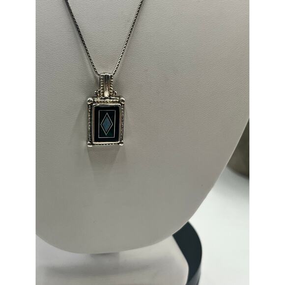 Whitney Kelly Onyx Malachite Opal Turquoise Sterling Silver Pendant Necklace - Picture 4 of 9